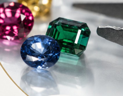 Emerald and sapphire gemstones